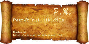 Petrányi Miklós névjegykártya